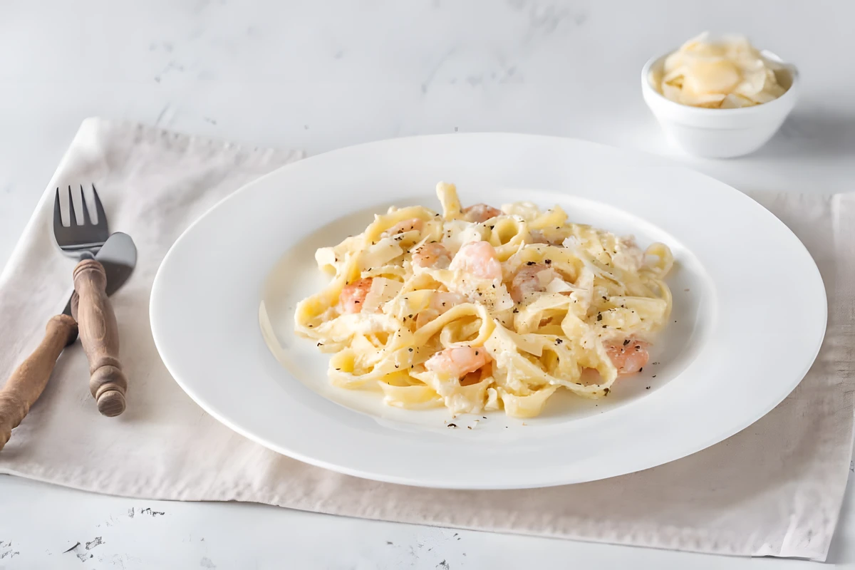 Receta de Pasta Alfredo con Camarones