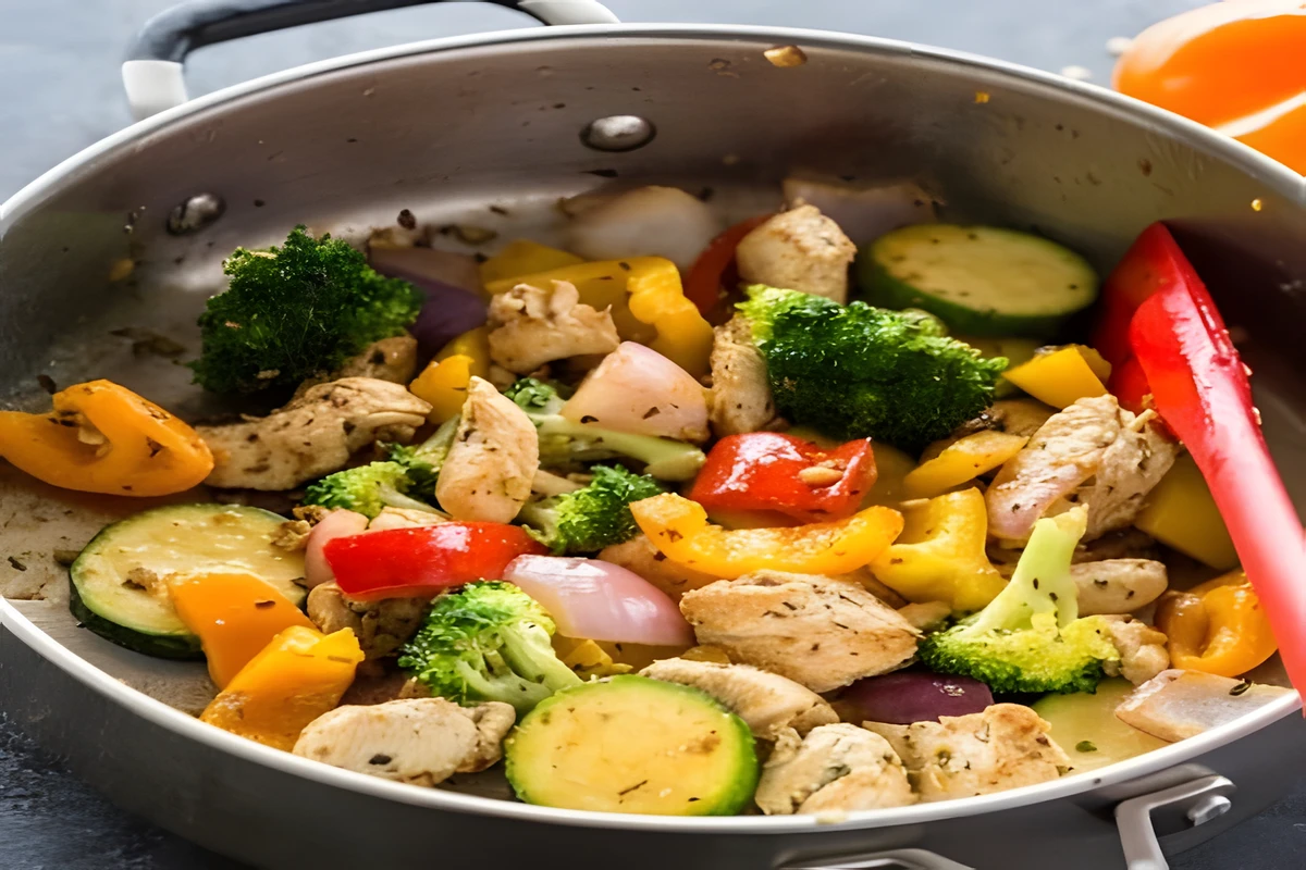 Receta de pollo con verduras salteadas
